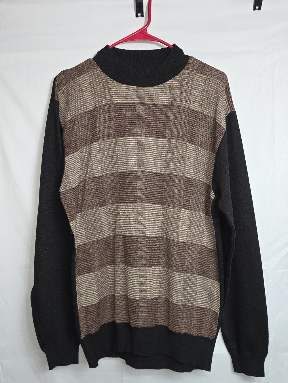 Chereskin XXL Men's Brown and Black Striped Knit Sweater (M183)